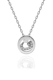 Sertifikalı Swarovski Taşlı Minik Vav Harf 925 Gümüş Kolye - 1