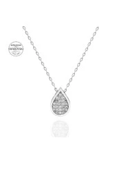 Sertifikalı Swarovski Taşlı Su Damla 925 Gümüş Kolye - 2