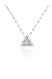 Sertifikalı Swarovski Taşlı Üçgen 925 Gümüş Kolye - 2