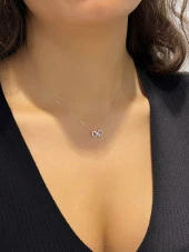 Sertifikalı Swarovski Taşlı Küçük Sonsuzluk  925 Gümüş Kolye - 2