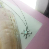 925 Ayar Gümüş Opal Taşlı Kutup Yıldızı Kolye thumbnail 5