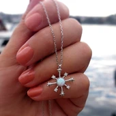 925 Ayar Gümüş Opal Taşlı Kutup Yıldızı Kolye thumbnail 3
