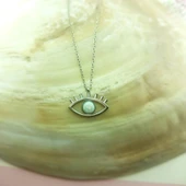 925 Ayar Gümüş Beyaz Opal Taşlı Göz Kolye thumbnail 8