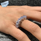 Swarovski Pırlanta Modeli Beştaş Gümüş Bayan Yüzük - 1