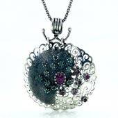 Gerçek Yakut Zümrüt Taş Osmanlı Modeli Madalyon Gümüş Kolye - 2