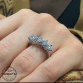 Yeni Orijinal Swarovski Beştaş Prenses Tacı Gümüş Yüzük thumbnail 1