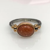 El Üretim Doğal Yıldız Taş Otantik Gümüş Yüzük - 3