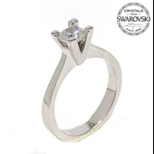 Orijinal Swarovski 5 mm Tektaş Gümüş Yüzük - 1
