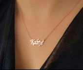 Sade Kibar Özel Font Tek İsimli Gümüş İsim Kolye thumbnail 4