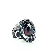 Tek Başlı Kartal Ay Yıldız Astsubay Çavuş Gümüş Erkek Yüzük - 2