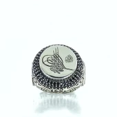 Sultan Abdülhamit Tuğra Özel Tasarım Gümüş Erkek Yüzük thumbnail 4