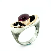 Lal Garnet Granat Taş El Üretim Üst Kalite Otantik 925 Gümüş Yüzük thumbnail 3