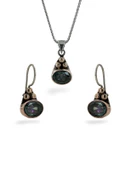 El Üretimi Mistik Topaz Taşlı Otantik 925 Ayar Gümüş Set Takım - 2