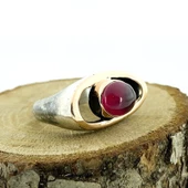 Lal Garnet Granat Taş El Üretim Üst Kalite Otantik 925 Gümüş Yüzük thumbnail 2