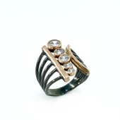 El Üretim Özel Tasarım Zirkon Taşlı Gümüş Yüzük thumbnail 1