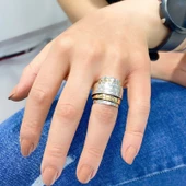 Otantik El Üretimi Taşsız Üç Katlı Gümüş Yüzük thumbnail 2