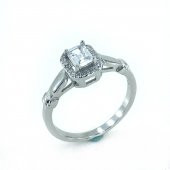 Baget Zirkon Sade Kibar Şık 925 Gümüş Tektaş Yüzük - 1