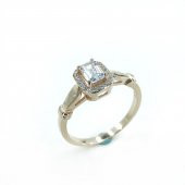 Baget Zirkon Sade Kibar Şık 925 Gümüş Tektaş Yüzük - 2