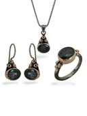 El Üretimi Mistik Topaz Taşlı Otantik 925 Ayar Gümüş Set Takım - 1