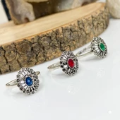 Otantik Markazit Minik Zümrüt Taşlı 925 Gümüş Yüzük thumbnail 2