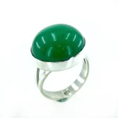 Yeşil Akik Taşlı Otantik El Üretim Sıvama 925 Gümüş Yüzük thumbnail 1