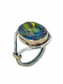 Oval Mistik Topaz Otantik El Üretim Özel Tasarım Gümüş Yüzük thumbnail 3