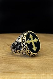 Hac Cross Hristiyan Dini Sembolü Özel Tasarım Gümüş Yüzük - 1