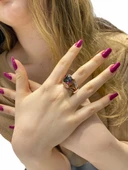 Baget Mistik Topaz El Üretim Özel Tasarım 925 Gümüş Yüzük thumbnail 1