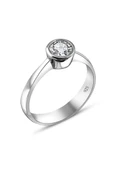 Swarovski Sertifikalı Sıvama Tek Taş 925 Gümüş Yüzük - 1