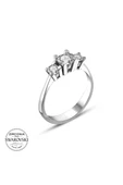 Sertifikalı Swarovski Tria 3 Üç Taş 925 Gümüş Yüzük thumbnail 2