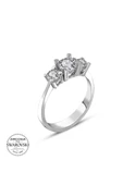 Sertifikalı Swarovski Tria 3 Üç Taş 925 Gümüş Yüzük thumbnail 2