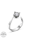 Swarovski Sertifikalı Tek Taş 925 Gümüş Yüzük thumbnail 2