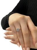 Sertifikalı Swarovski Taşlı 6 Tırnak 925 Gümüş Yüzük thumbnail 1