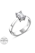 Swarovski Sertifikalı Baget Tek Taş 925 Gümüş Yüzük thumbnail 3