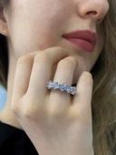 Orijinal Swarovski 6 Tırnak Beştaş 925 Gümüş Yüzük - 3