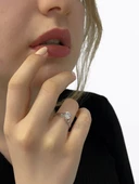 Swarovski Sertifikalı Özel Tasarım Tektaş 925 Gümüş Yüzük - 3