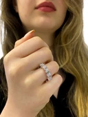 Sertifikalı Swarovski Taş  Beştaş 925 Gümüş Yüzük thumbnail 1