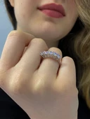 Sertifikalı Swarovski Taşlı Beştaş 925 Gümüş Yüzük thumbnail 2