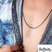 Kral Zinciri Köşeli Gümüş Erkek 60 cm Zincir thumbnail 1