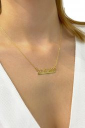 Size Özel Tarih Yazılı Altın Kaplama 925 Gümüş Kolye thumbnail 1