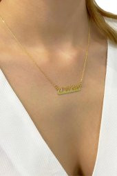 Size Özel Tarih Yazılı Altın Kaplama 925 Gümüş Kolye thumbnail 4