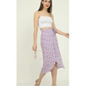 Lila Bağlamalı Dokuma Kadın Etek - 1