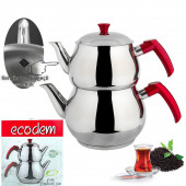 Şahane Orta Boy Paslanmaz Çelik Çaydanlık KENDİNDEN SÜZGEÇLİ thumbnail 1