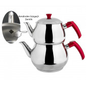 Şahane Orta Boy Paslanmaz Çelik Çaydanlık KENDİNDEN SÜZGEÇLİ thumbnail 2