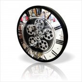 En Güzel Nefis Şahane Eşsiz 50c Hediyelik Cam Muhafazalı Büyük Dönen Dişli Çarklı Aynalı Duvar Saati thumbnail 1