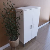 LIJ1500002AACYCA 2 Kapaklı, Ayarlanabilir Raflı Çok Amaçlı Dolap, Mutfak Dolabı, Banyo Dolabı Beyaz, 101x60x30 cm - 11