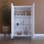 LIJ1500002AACYCA 2 Kapaklı, Ayarlanabilir Raflı Çok Amaçlı Dolap, Mutfak Dolabı, Banyo Dolabı Beyaz, 101x60x30 cm - 10