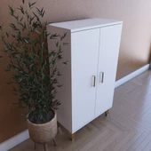 LIJ1500002AACYCA 2 Kapaklı, Ayarlanabilir Raflı Çok Amaçlı Dolap, Mutfak Dolabı, Banyo Dolabı Beyaz, 101x60x30 cm - 7