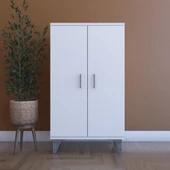 LIJ1500002AACYCA 2 Kapaklı, Ayarlanabilir Raflı Çok Amaçlı Dolap, Mutfak Dolabı, Banyo Dolabı Beyaz, 101x60x30 cm - 9