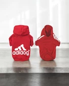Red Adidog Kapşonlu Sweatshirt Köpek Kazağı - 7